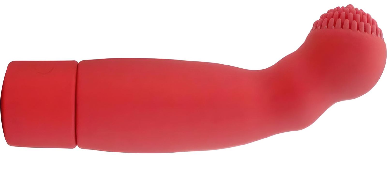 Curved purple G-spot vibrator with textured tip and ergonomic handle